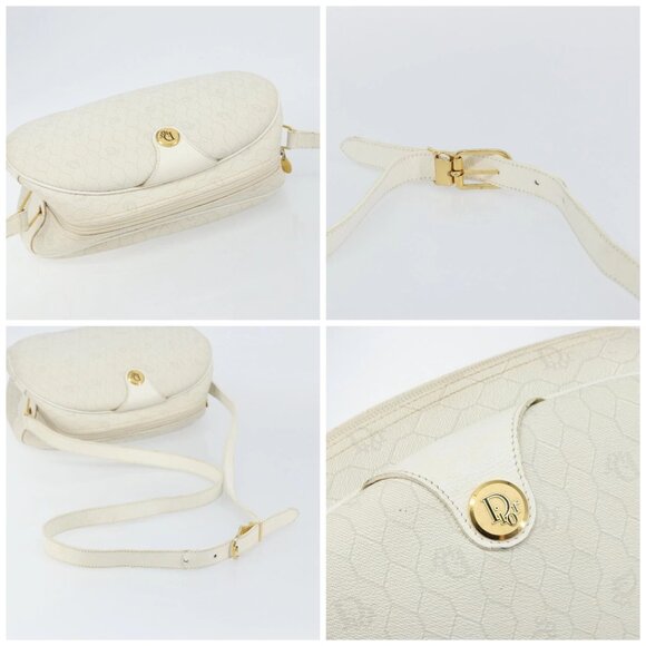 Christian Dior Honeycomb Canvas Shoulder Bag PVC White Gold Auth 142676 - Picture 16 of 16